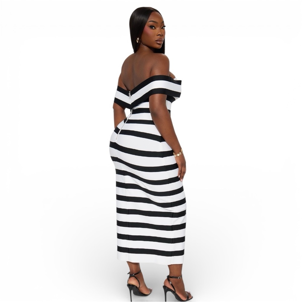 Zaria Striped Bandage Midi Dress - XS - Picture 5 of 8